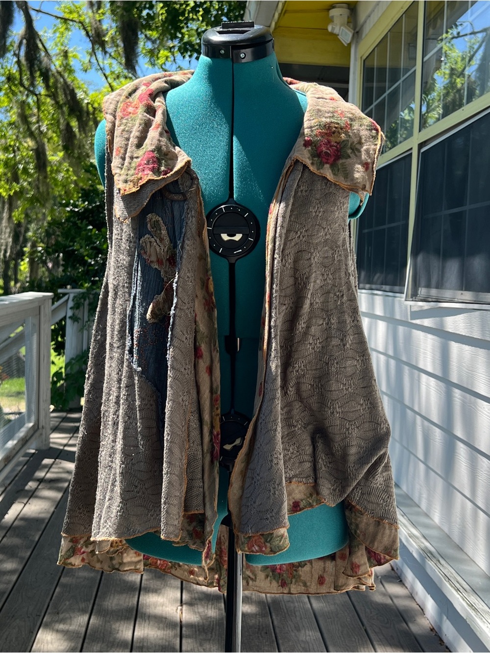 C. C. Crea- Unique Floral Lining Collared Vest. One Size.